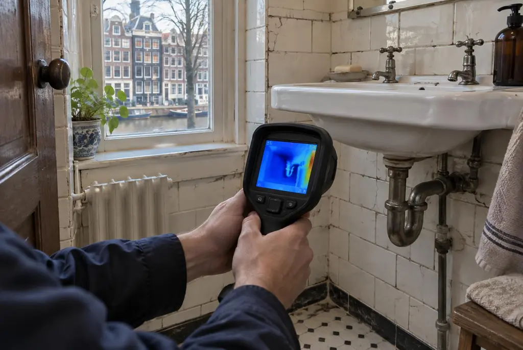 Lekdetectie Almelo – badkamer met oude leidingen achter de tegels