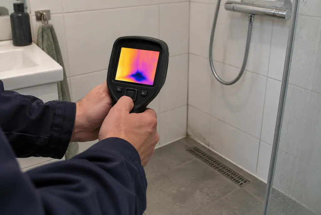 Lekdetectie Almelo – lekdetectiespecialist met warmtebeeldcamera in een badkamer